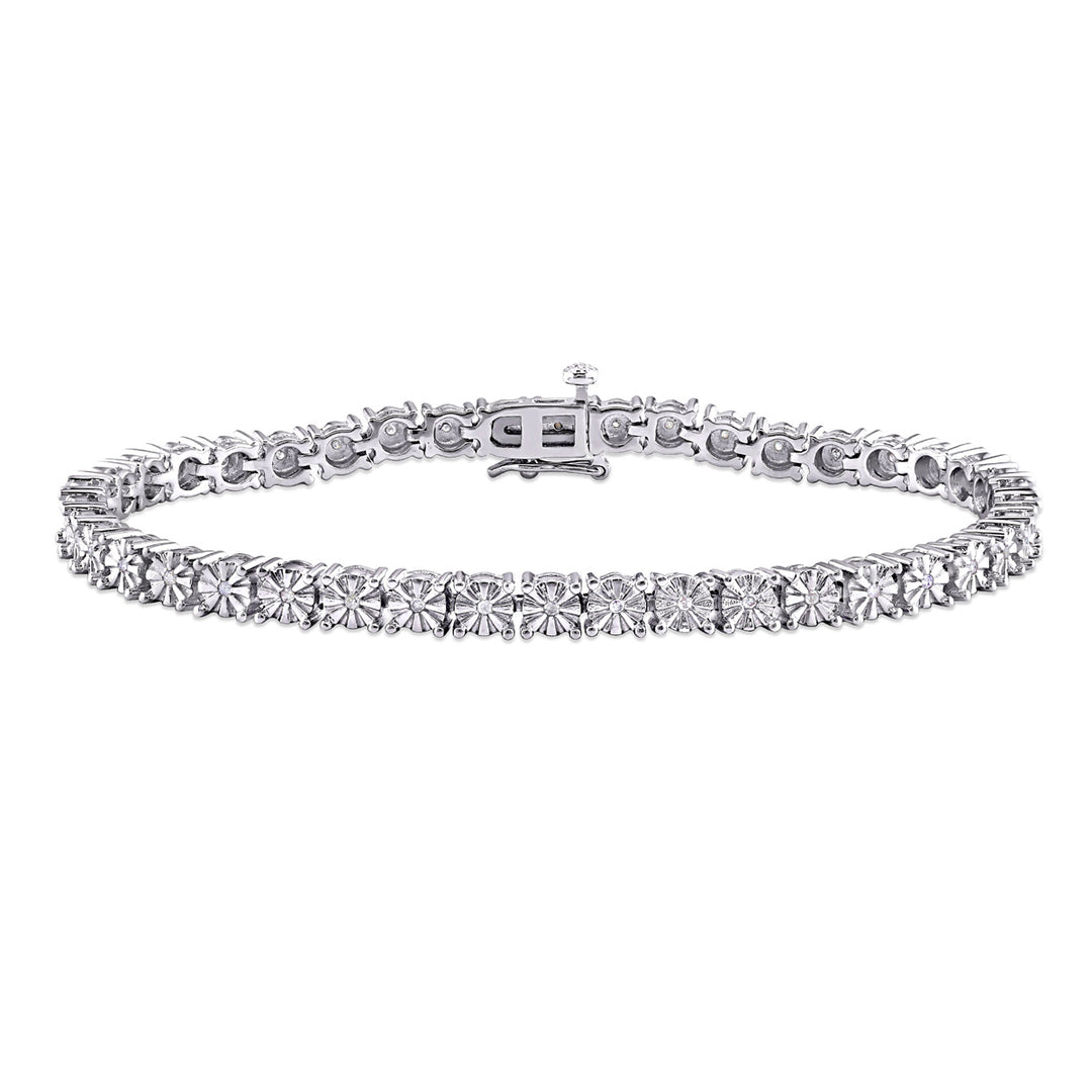 1/4 Carat (ctw) Diamond Tennis Bracelet in Sterling Silver Image 1