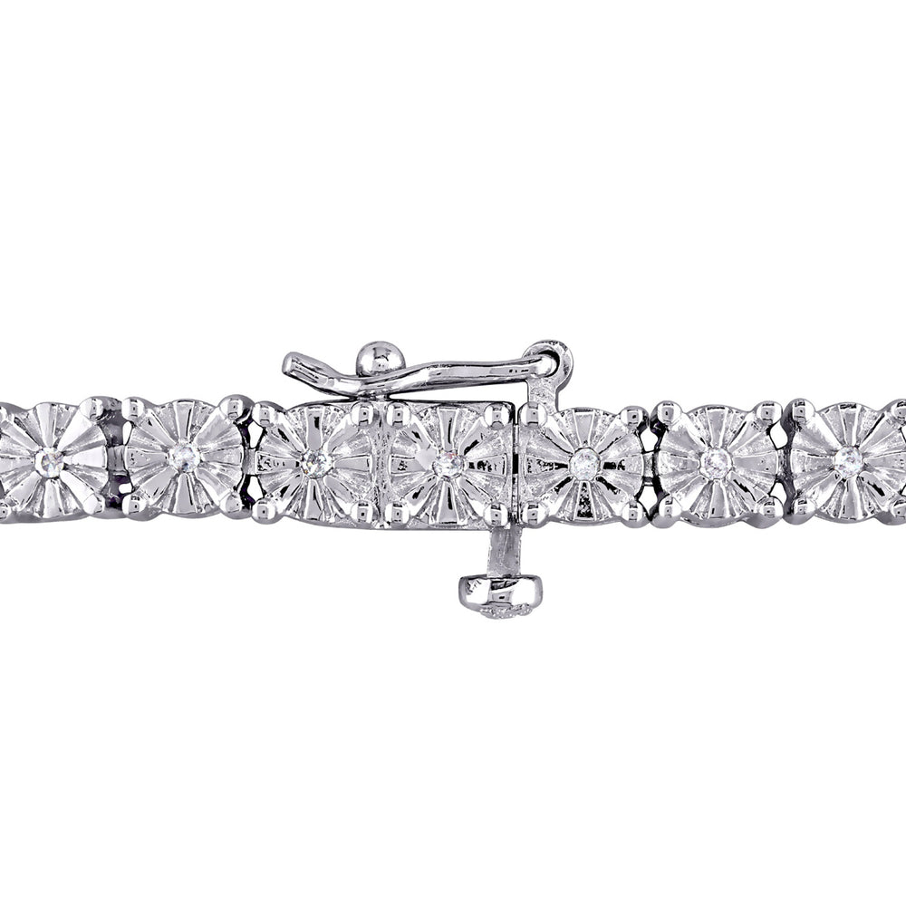 1/4 Carat (ctw) Diamond Tennis Bracelet in Sterling Silver Image 2