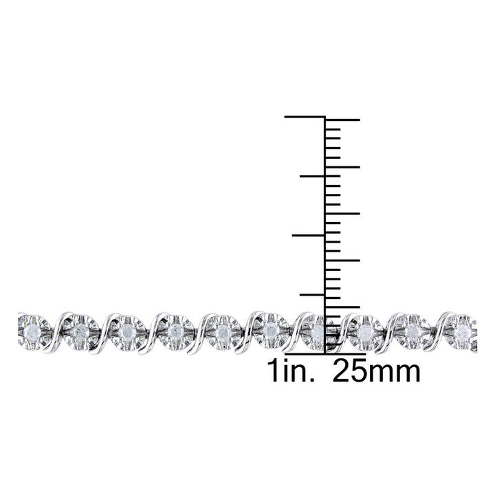 1.00 Carat (ctw) Diamond S-Shape Link Bracelet in Sterling Silver Image 3