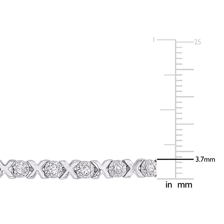 9/10 Carat (ctw) Diamond XO Tennis Bracelet in Sterling Silver Image 3