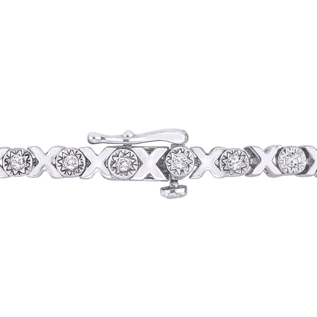 9/10 Carat (ctw) Diamond XO Tennis Bracelet in Sterling Silver Image 4