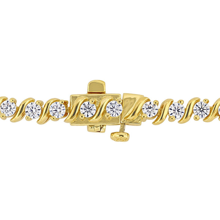 2.80 Carat (ctw) Lab-Created Moissanite Tennis Bracelet in Yellow Plated Sterling Silver Image 3