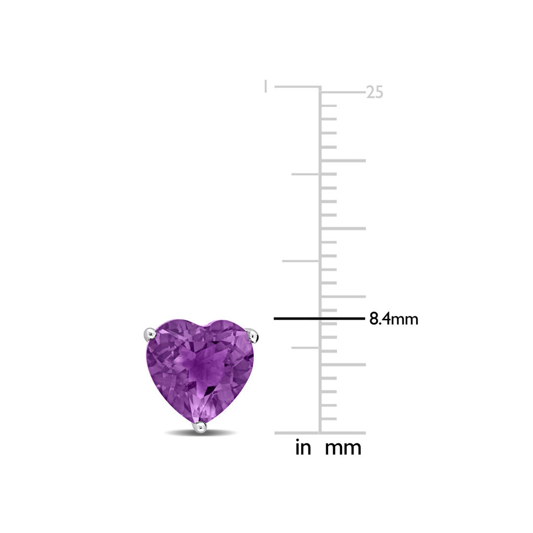 3.34 Carat (ctw) Amethyst Heart-Shape Solitaire Stud Earrings in Sterling Silver Image 3