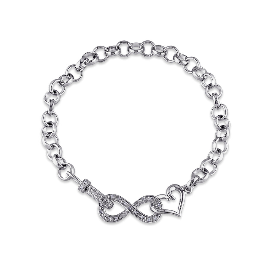 1/10 Carat (ctw) Diamond Infinity Heart Bracelet in Sterling Silver Image 1