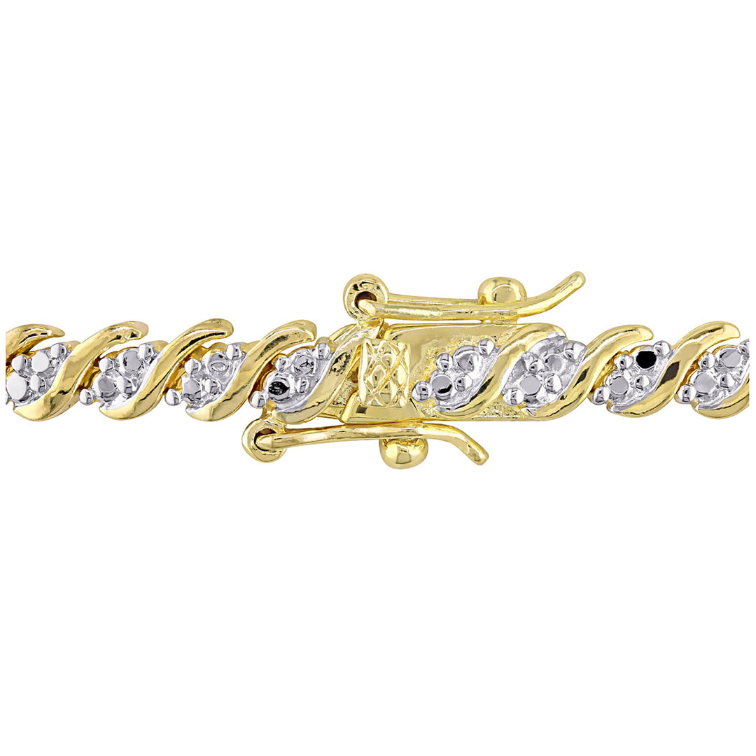 1.00 Carat (ctw) Diamond S-Link Bracelet in Yellow Sterling Silver Image 2