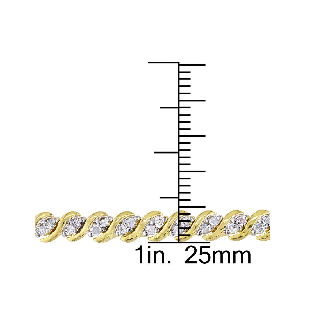1.00 Carat (ctw) Diamond S-Link Bracelet in Yellow Sterling Silver Image 3