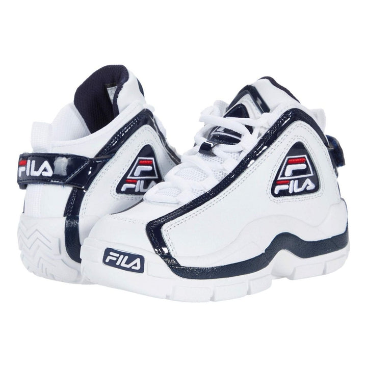 Fila Grant Hill 2 Little Kid Sneakers White Navy Red High-Top Leather Size 10.5 Image 4