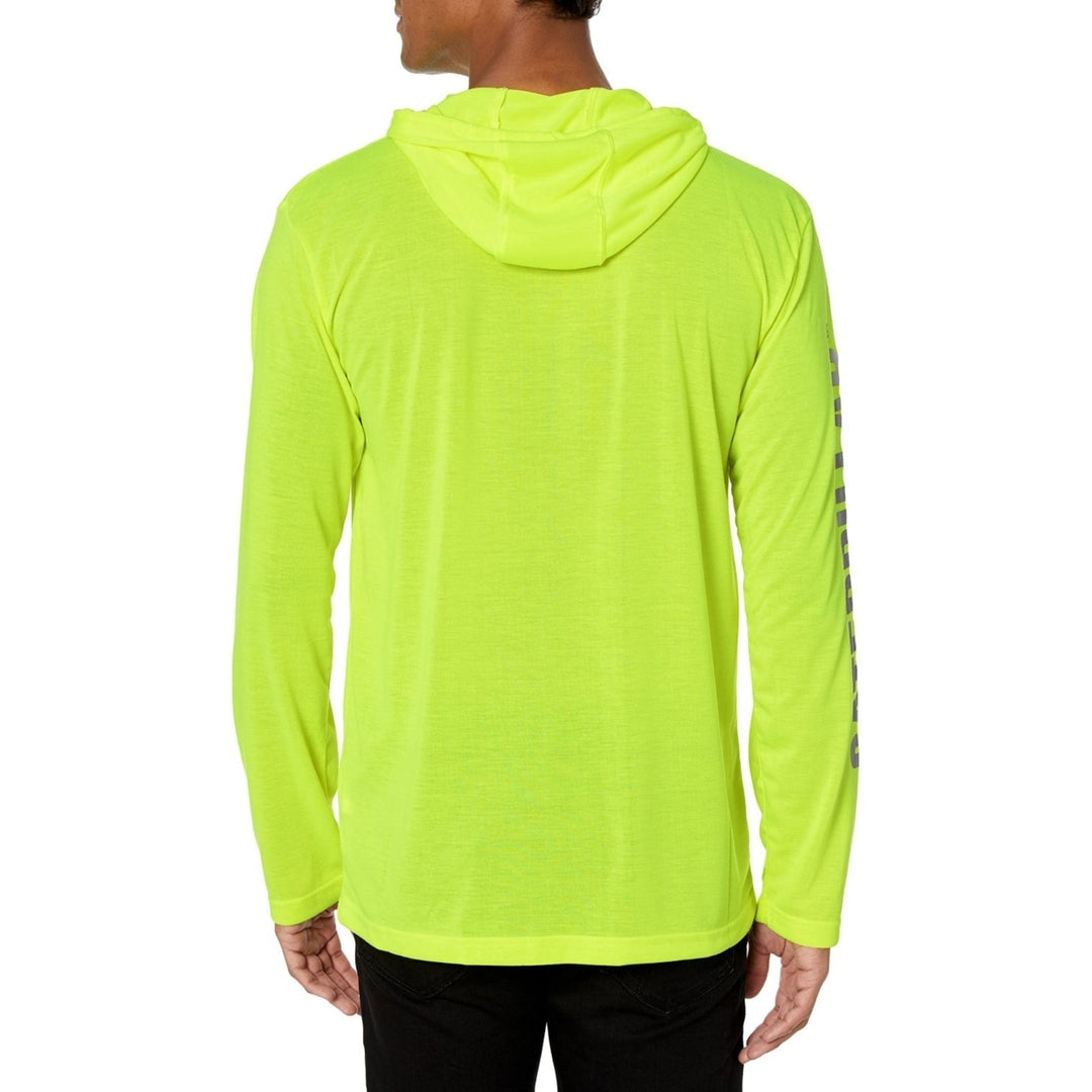 Caterpillar Mens Classic Fit Long Sleeve Hooded Shirt HI/VIS YELLOW Image 3