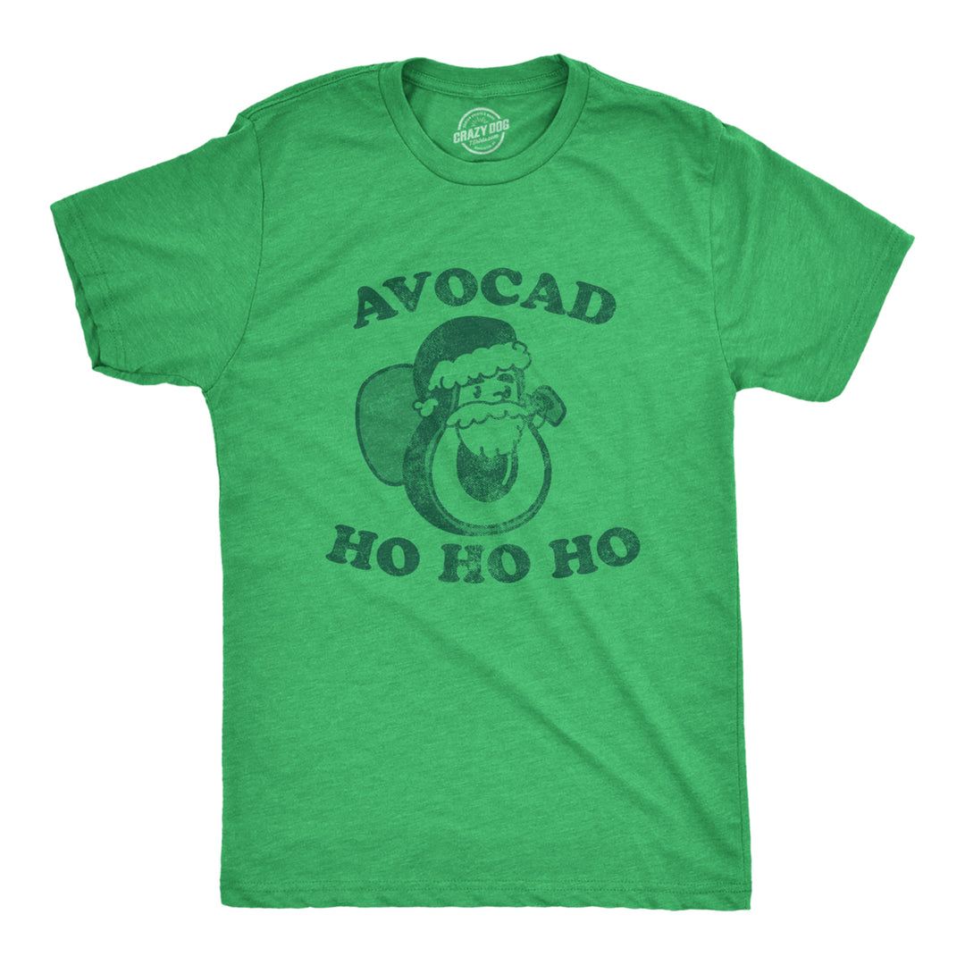 Mens Avocad Ho Ho Ho T Shirt Funny Xmas Avocado Santa Claus Tee For Guys Image 1