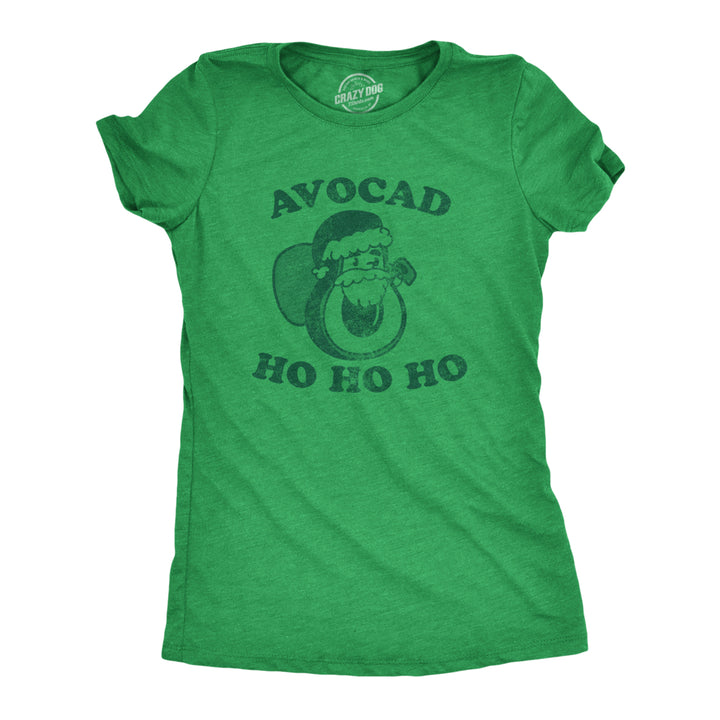 Womens Avocad Ho Ho Ho T Shirt Funny Xmas Avocado Santa Claus Tee For Ladies Image 1