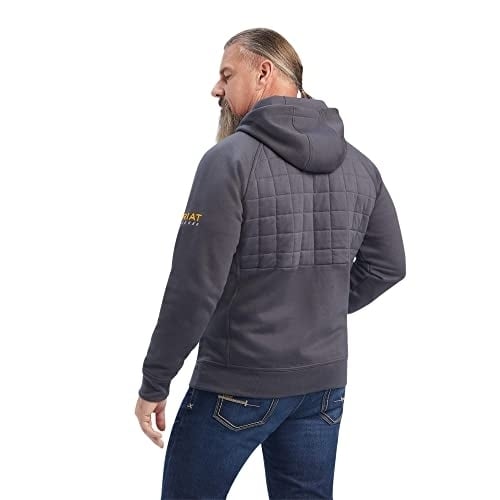 ARIAT Mens Rebar Regulator Full Zip Hoodie Gray Image 3