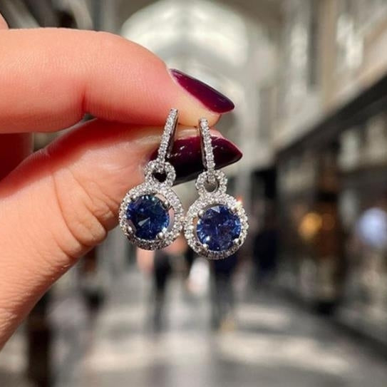 Luxury Royal Blue Zircon Long Earrings Charm Valentines Day Gift Earrings Image 2