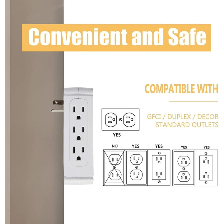 Wall Outlet Extender-2 Pack Surge Protector Multifunctional Outlet Wall Plug with 3 USB Ports(3.4A Total) 8 AC Outlets Image 2