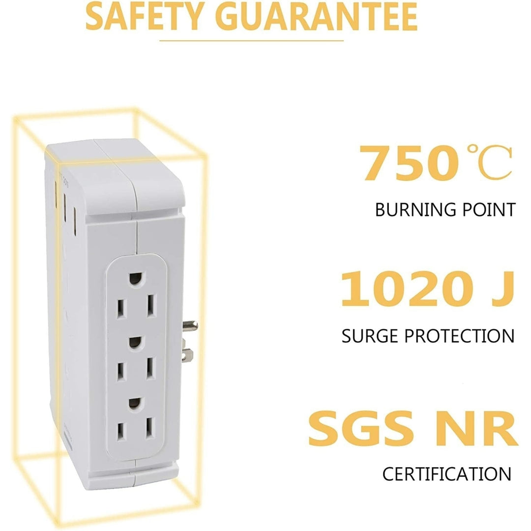 Wall Outlet Extender-2 Pack Surge Protector Multifunctional Outlet Wall Plug with 3 USB Ports(3.4A Total) 8 AC Outlets Image 4