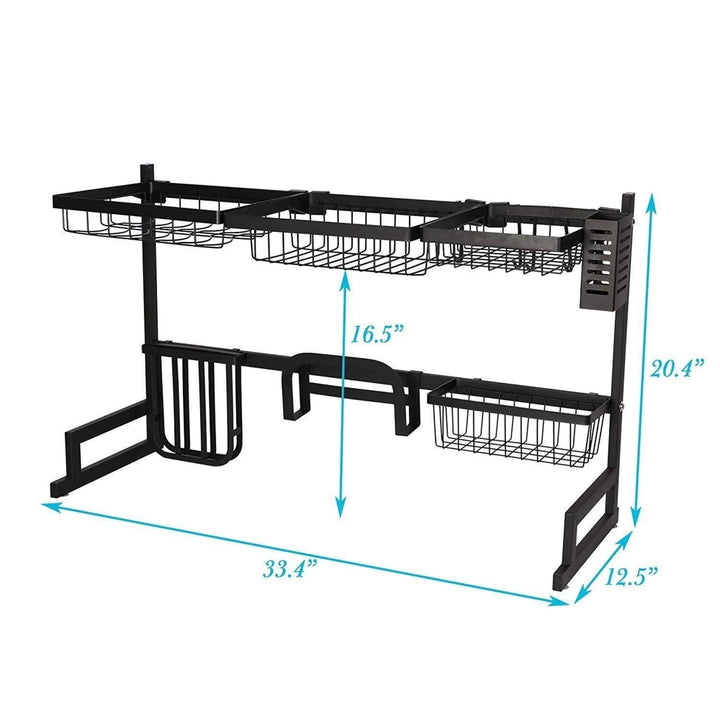 Over The Sink Dish Drying Rack Stainless Steel Kitchen Supplies Storage Shelf Multifunctional Tableware Drainer Image 4