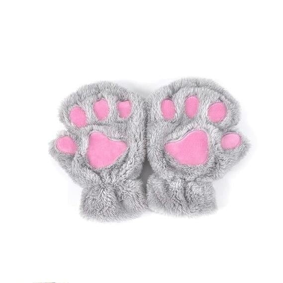 Winter Lovely Half Cover Paw Bear Cat Claw Gloves Short Finger Image 1