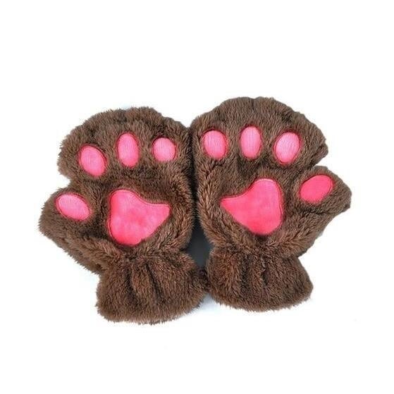 Winter Lovely Half Cover Paw Bear Cat Claw Gloves Short Finger Image 4