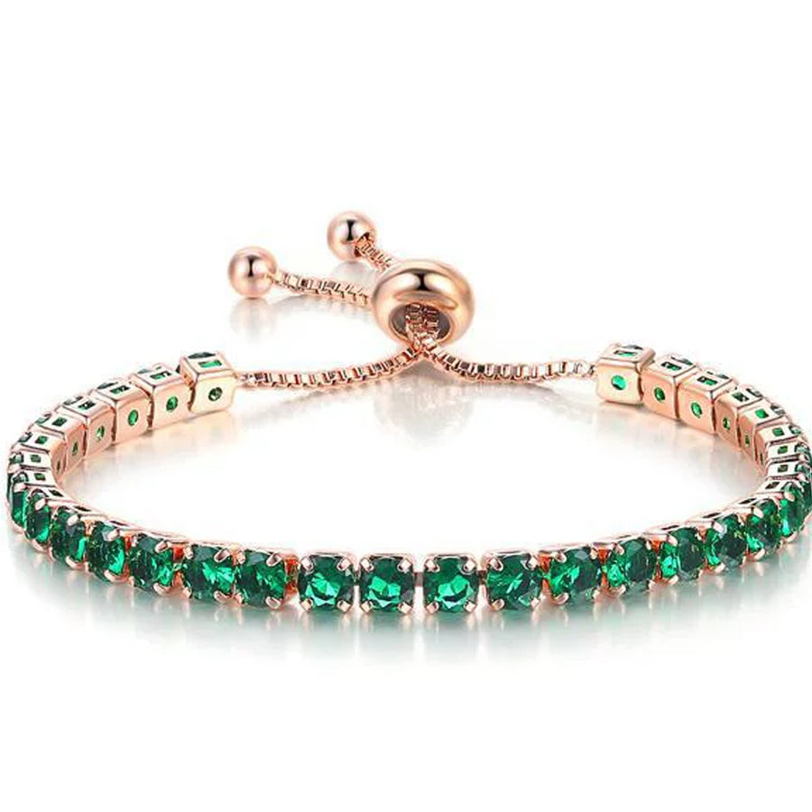 Paris Jewelry 10k Rose Gold Adjustable Tennis Bracelet 7 Cttw Created Emerald CZ Image 1