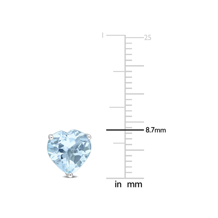 4.00 Carat (ctw) Blue Topaz Heart-Shape Solitaire Stud Earrings in Sterling Silver Image 4