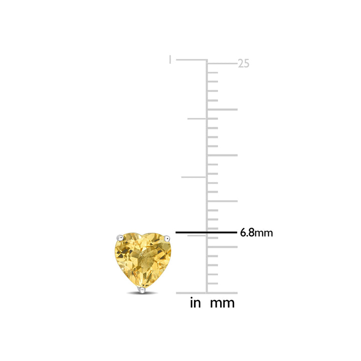 3.28 Carat (ctw) Citrine Heart-Shape Solitaire Stud Earrings in Sterling Silver Image 4