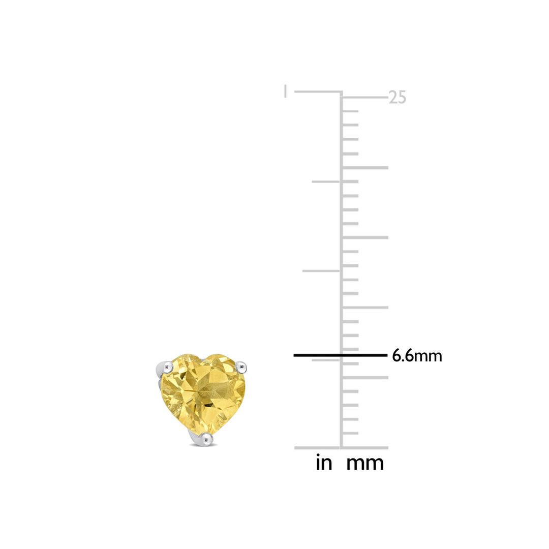 1.44 Carat (ctw) Citrine Heart-Shape Solitaire Stud Earrings in Sterling Silver Image 4