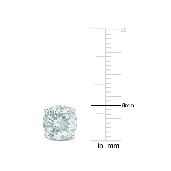 3.30 Carat (ctw) Aquamarine Solitaire Stud Earrings in Sterling Silver (6mm) Image 4