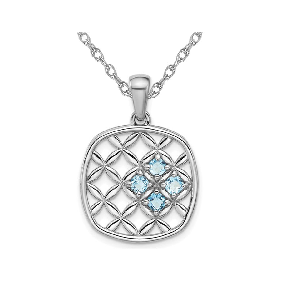 3/4 Carat (ctw) Blue Topaz Basket Weave Pendant Necklace in Sterling Silver with Chain Image 1