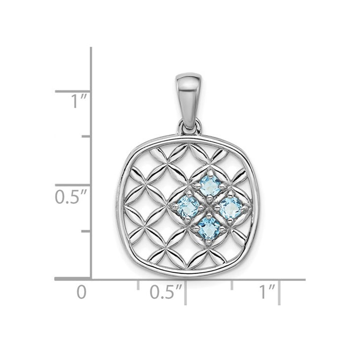 3/4 Carat (ctw) Blue Topaz Basket Weave Pendant Necklace in Sterling Silver with Chain Image 3