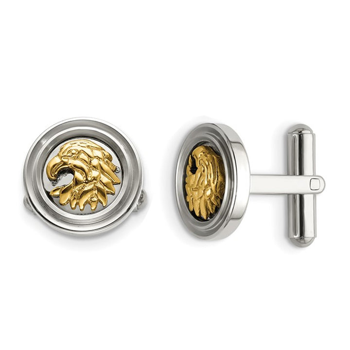 Mens Eagle Cuff Links in Stainless Steel Image 1