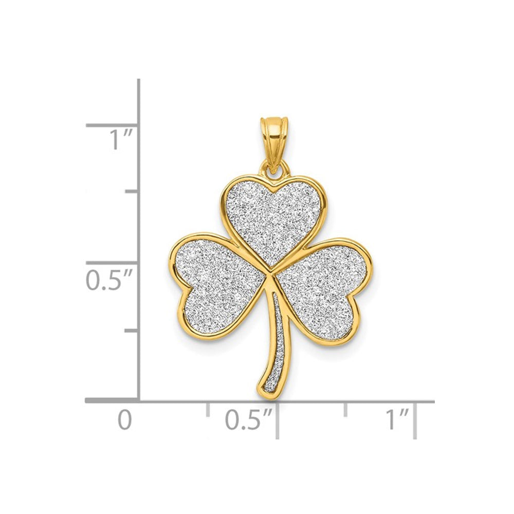 Yellow Plated Sterling Silver Clover Glitter Infused Heart Pendant Necklace with Chain Image 2