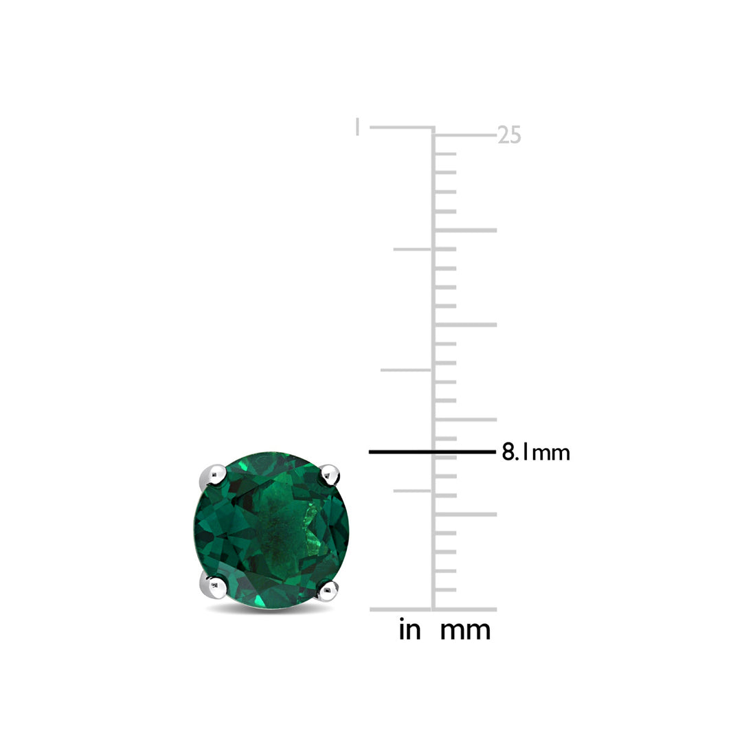 3.70 Carat (ctw) Lab-Created Emerald Solitaire Stud Earrings in Sterling Silver (6mm) Image 4