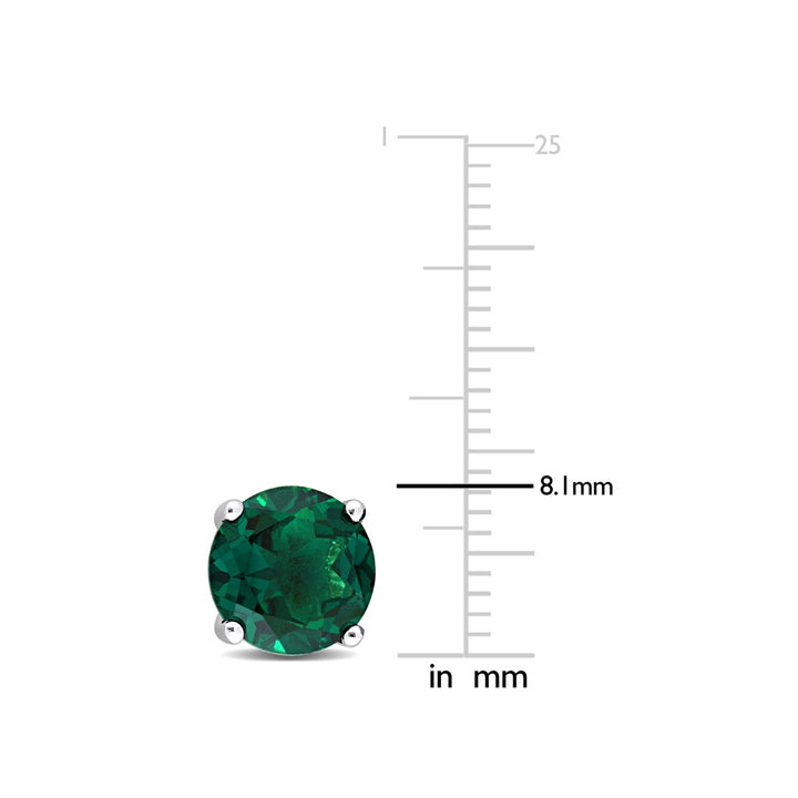 3.70 Carat (ctw) Lab-Created Emerald Solitaire Stud Earrings in Sterling Silver (6mm) Image 4