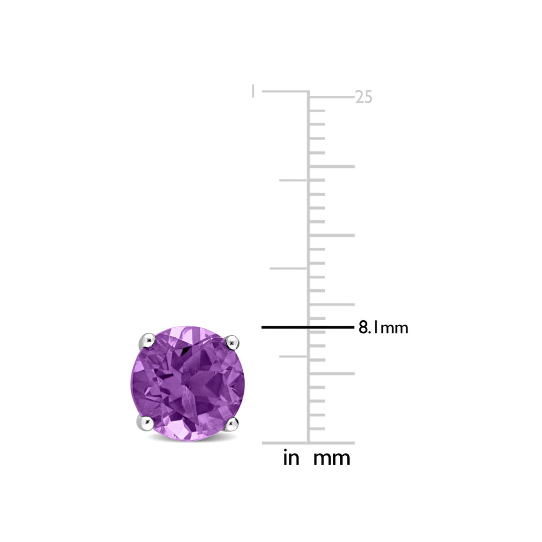 3.00 Carat (ctw) Amethyst Solitaire Stud Earrings in Sterling Silver (6mm) Image 4