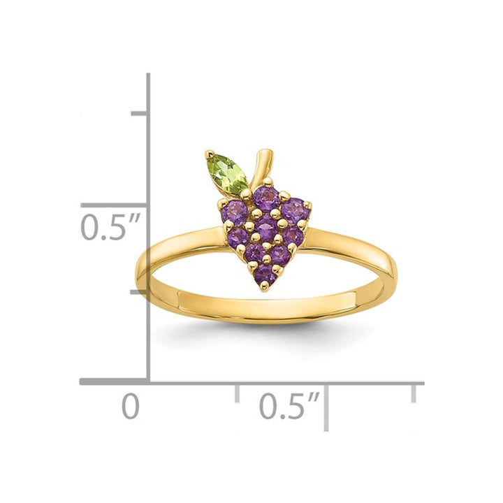 3/10 Carat (ctw) Amethyst and Peridot Grape Ring in 14K Yellow Gold Image 4