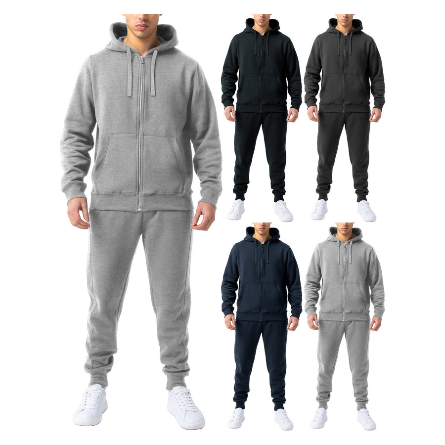 Mens Casual Jogging Track Suit 2 Sets Zip Up Jogger Athletic Activewear Size M Image 1