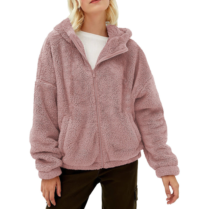 Womens Fluffy Fleece Full Zip Hoodie Coat 2-Pack with Pockets Warm Sherpa Image 4