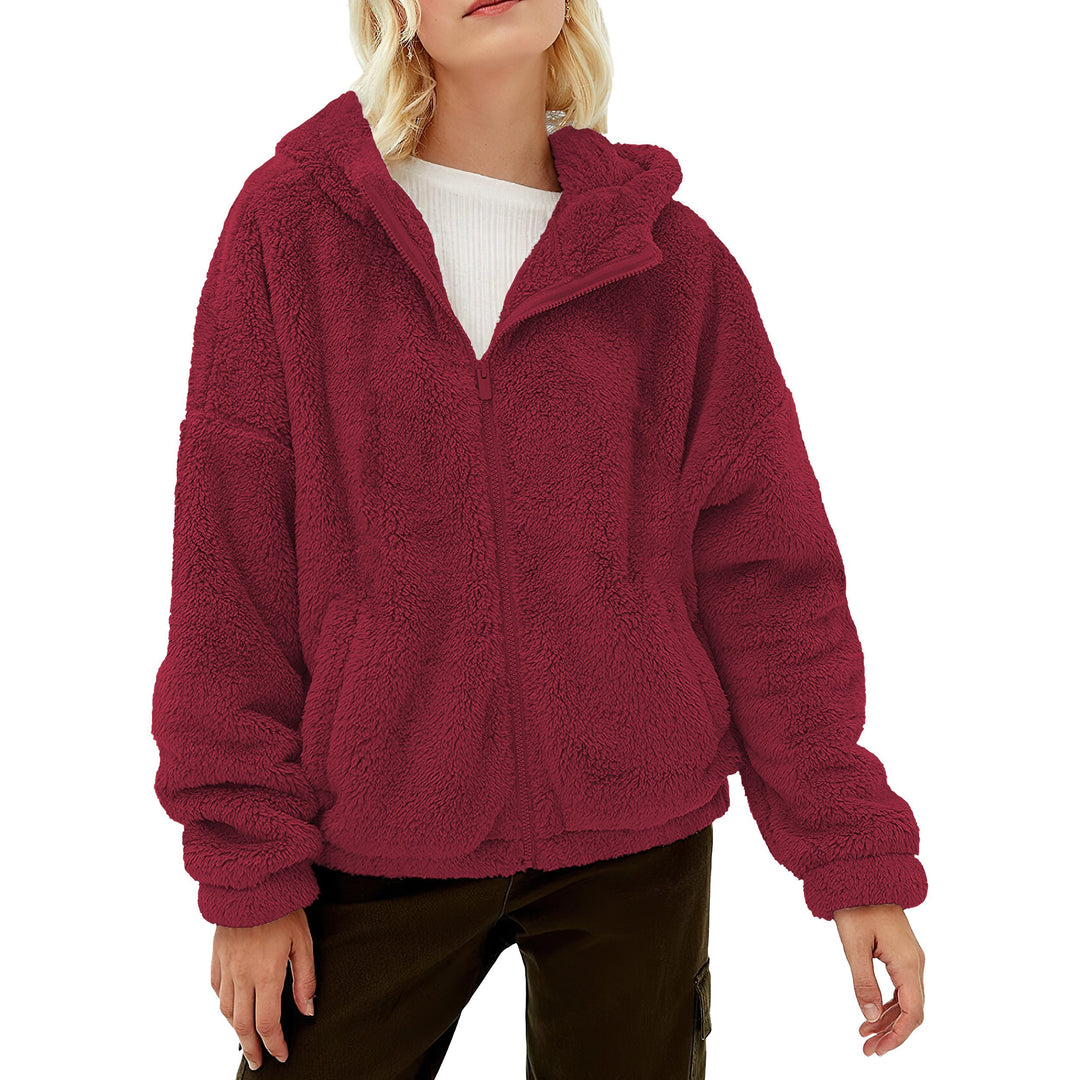 Womens Fluffy Fleece Full Zip Hoodie Coat 2-Pack with Pockets Warm Sherpa Image 6