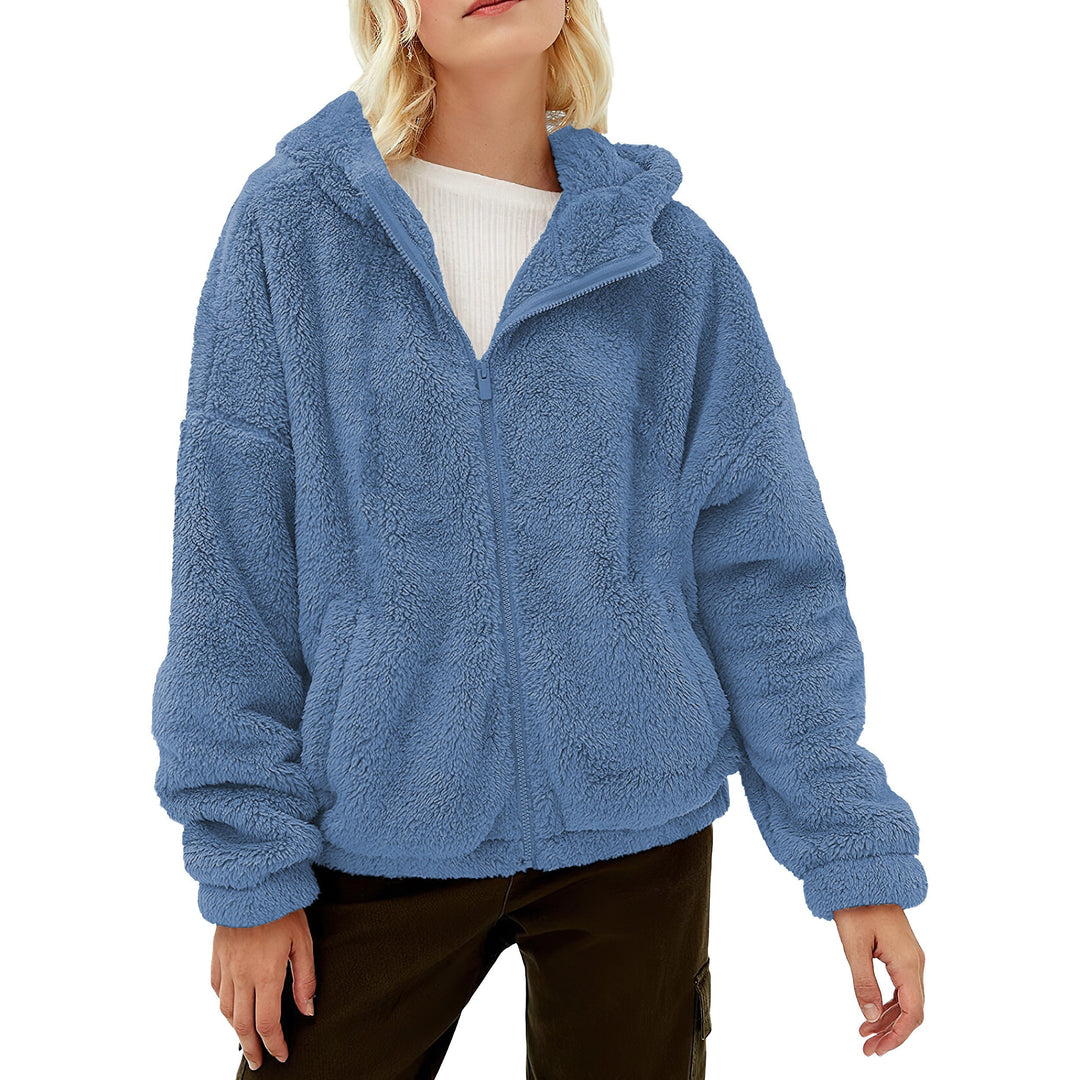 Womens Fluffy Fleece Full Zip Hoodie Coat 2-Pack with Pockets Warm Sherpa Image 7