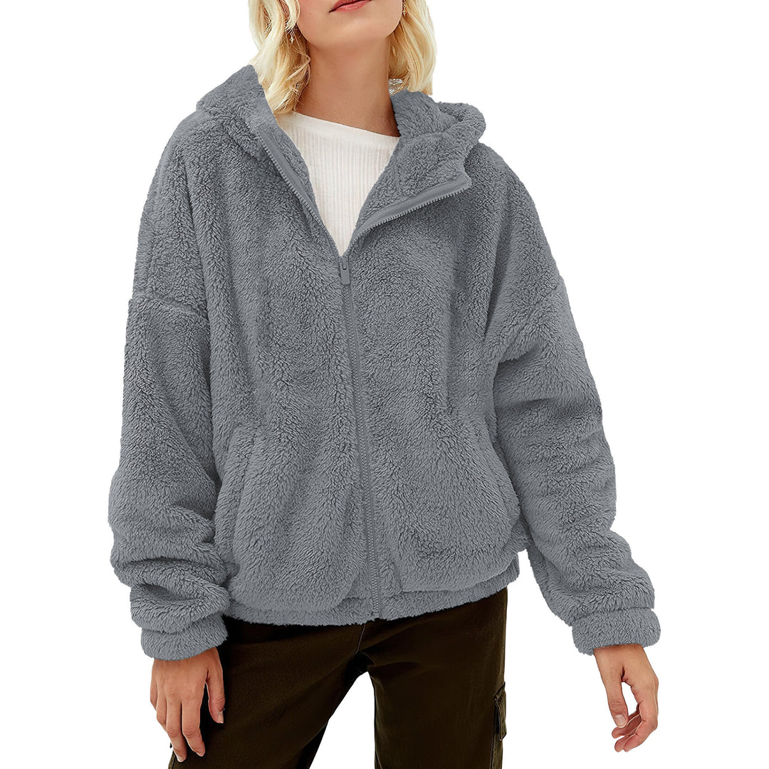 Womens Fluffy Fleece Full Zip Hoodie Coat 2-Pack with Pockets Warm Sherpa Image 8