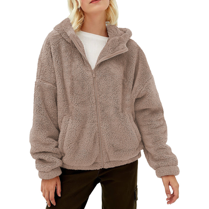 Womens Fluffy Fleece Full Zip Hoodie Coat 2-Pack with Pockets Warm Sherpa Image 10