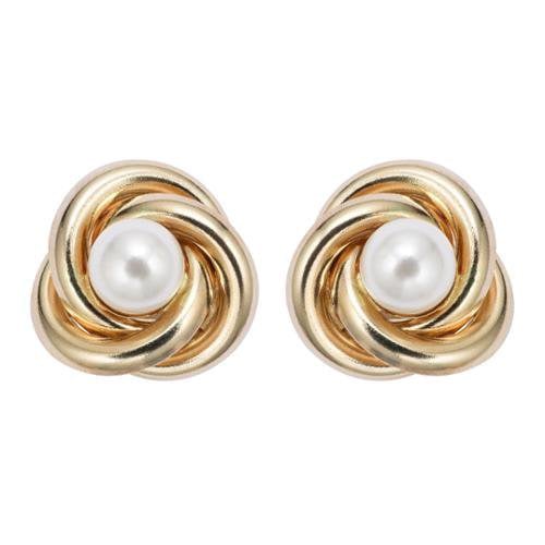 Paris Jewelry 24K Yellow Gold Created White Freshwater Pearl Round 1/2 CT Stud Earrings Plated Image 1
