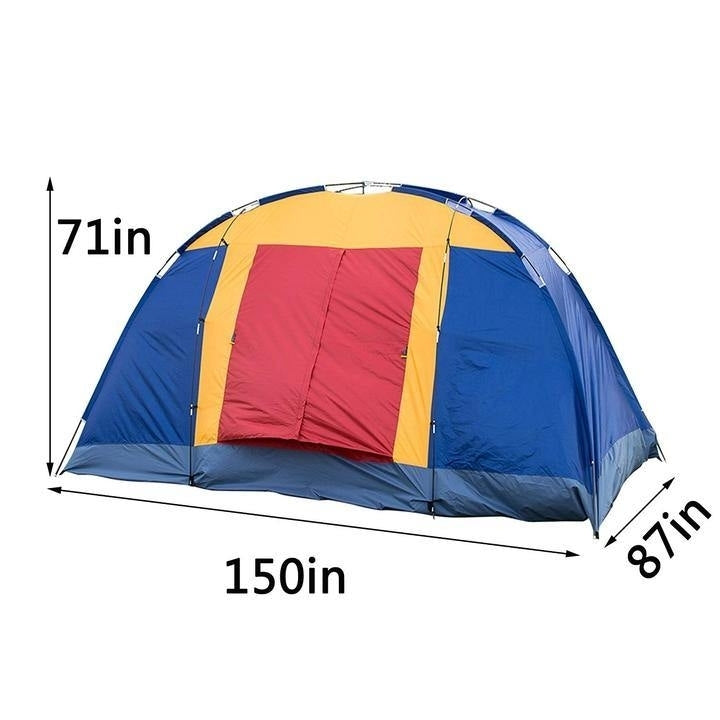 Outdoor 8 Person Camping Tent Easy Set Up Party Large Tent for Traveling Hiking With Portable BagBlue Image 2