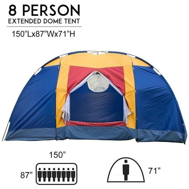 Outdoor 8 Person Camping Tent Easy Set Up Party Large Tent for Traveling Hiking With Portable BagBlue Image 4