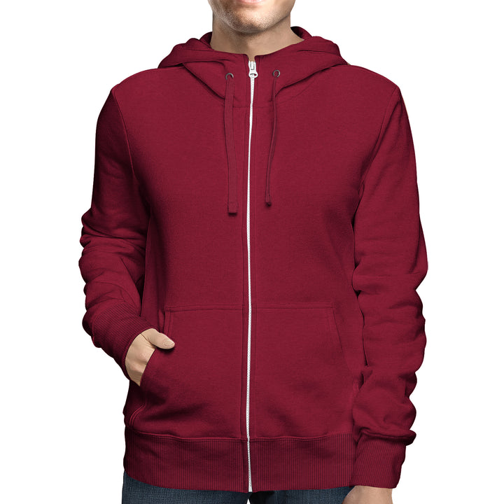 Mens Full Zip Fleece Lined Hoodie Sweatshirt 2 Pack Adjustable Hood Classic Fit Image 8