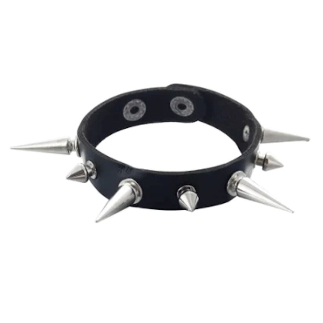 TWO SIZE SPIKE PUNK LEATHER BRACELET punk spiked goth jewelry mens women JL742 Image 1