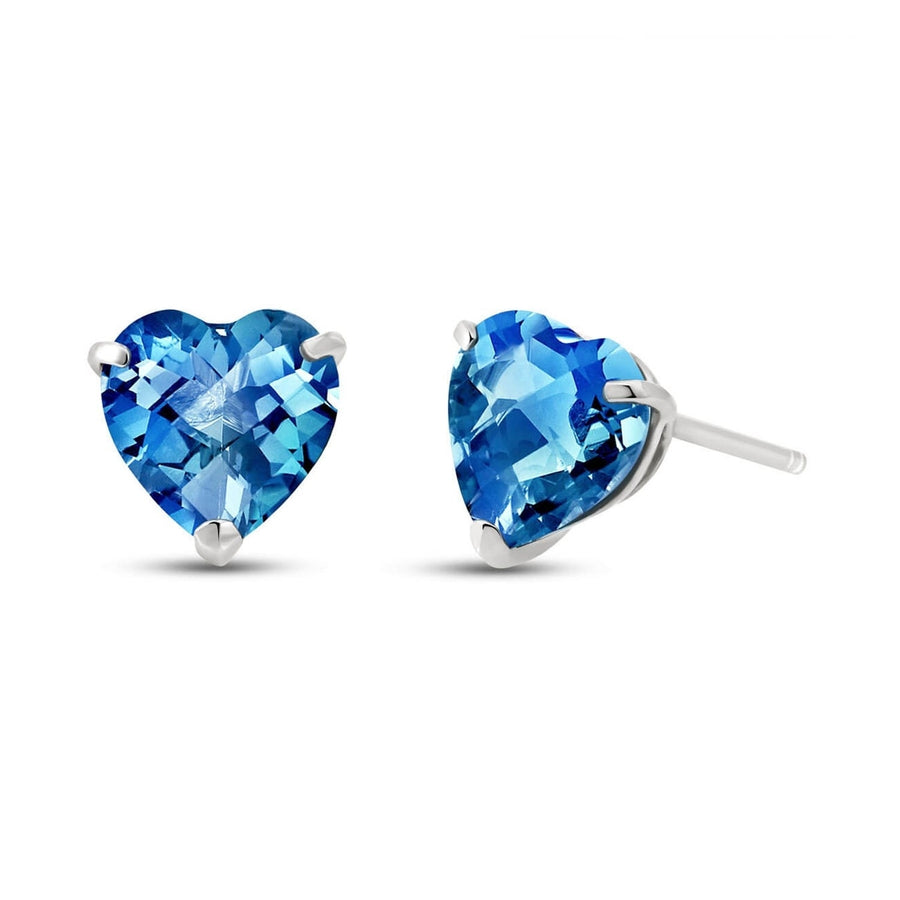 Paris Jewelry 10k White Gold Plated 1 Carat Heart Created Blue Topaz Sapphire CZ Stud Earrings Image 1