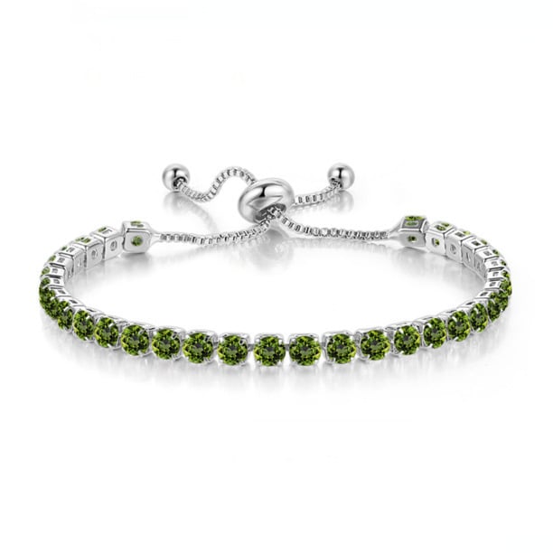 Paris Jewelry 10k White Gold Adjustable Tennis Bracelet 6 Cttw Created Emerald CZ Image 1