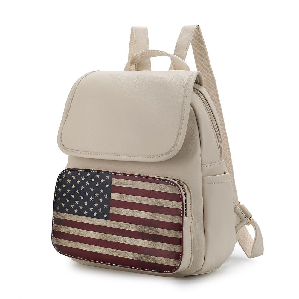 MKF Collection Regina Backpack USA Flag Vegan Leather Multi-Functional Shoulder Bag Womens Patriotic Backpack by Mia K Image 2