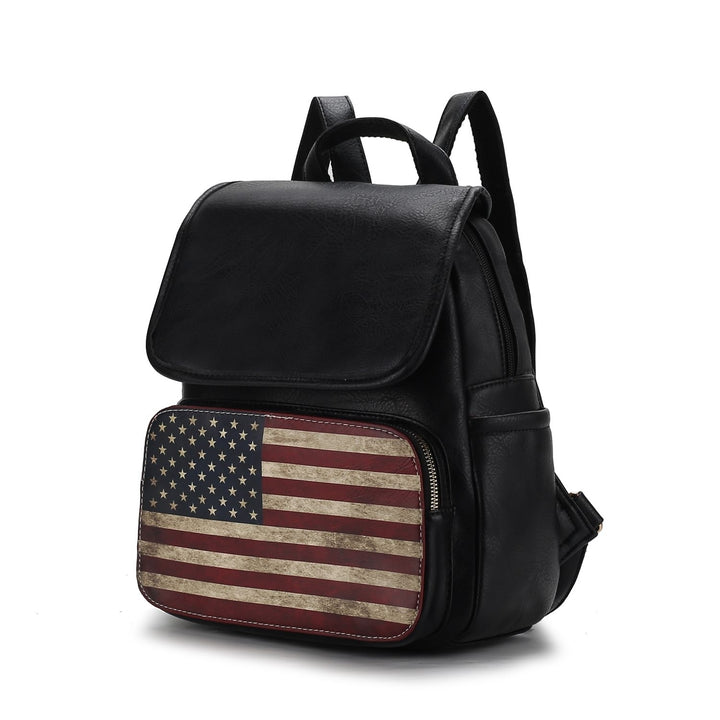 MKF Collection Regina Backpack USA Flag Vegan Leather Multi-Functional Shoulder Bag Womens Patriotic Backpack by Mia K Image 3