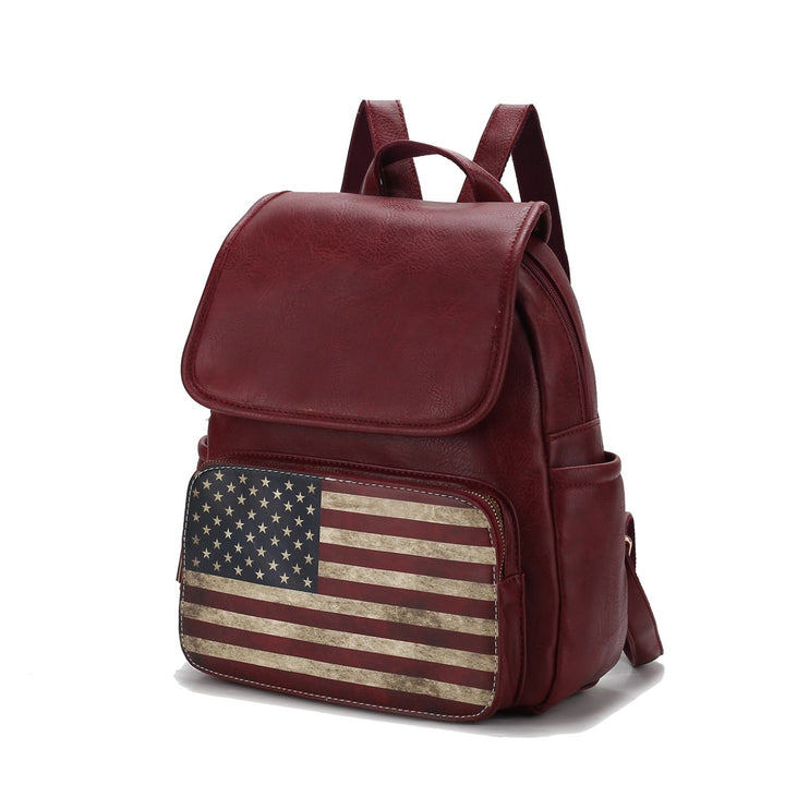 MKF Collection Regina Backpack USA Flag Vegan Leather Multi-Functional Shoulder Bag Womens Patriotic Backpack by Mia K Image 4